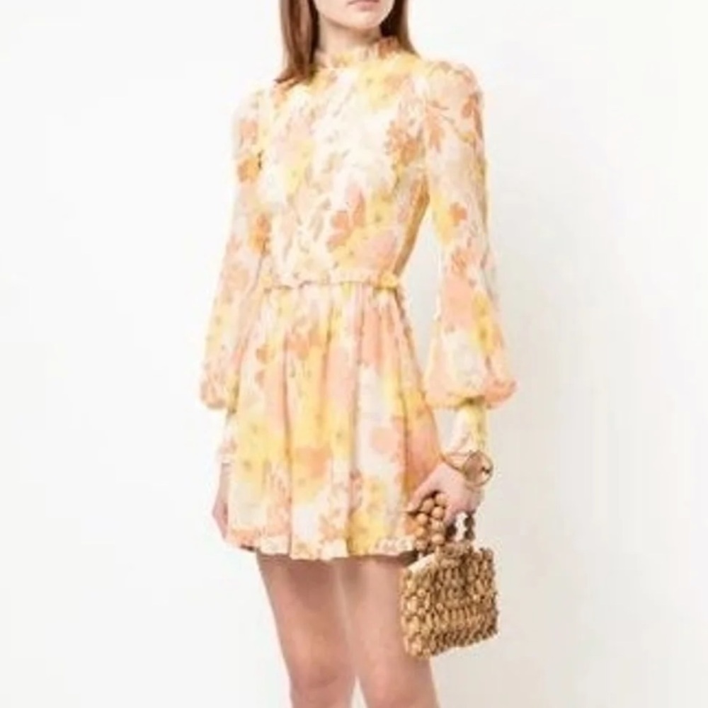 Zimmermann Floral-print Playsuit In Orange
